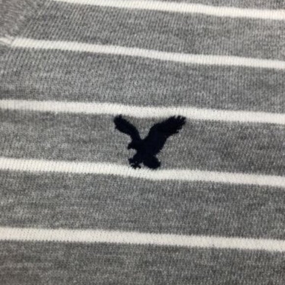 American Eagle Mens Medium Gray Striped Vintage Classic Fit Long Sleeve Sweater - Picture 2 of 10
